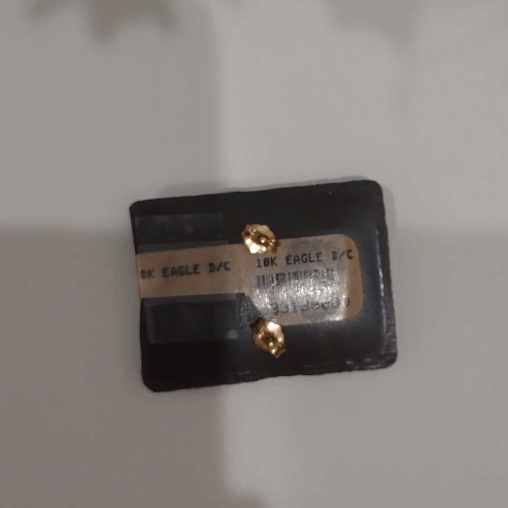 10K Solid Gold Eagle Stud Earrings - Picture 4 of 7
